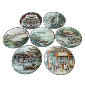 7 Jingdezhen Porcelain Collector Plates Beauties of the Red Mansion Signed Set